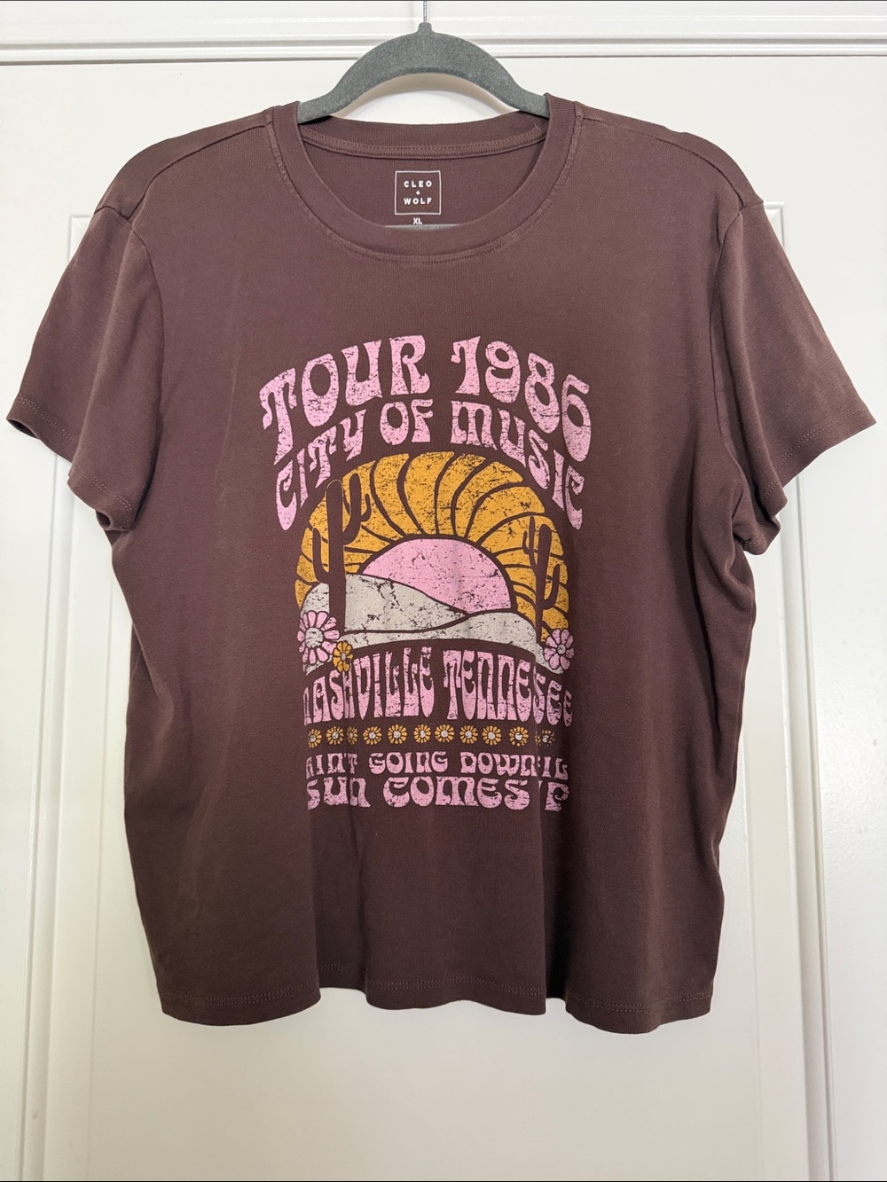 Cleo + Wolf Brown Short-Sleeve 'Tour 1985' Graphic Tee
